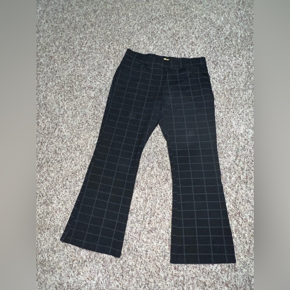 Womens 2X pants slacks dress pants work attire casual Hype Black Plaid Trousers